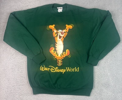 Винтажный свитшот Walt Disney World Tigger Crewneck зеленый большой размер США - Изображение 1 из 4