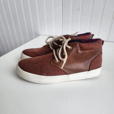 Tenis informales antiguos azul marino de caña media para niños niños marrón imitación cuero zapatos de encaje talla 6 Foto 1 de 4