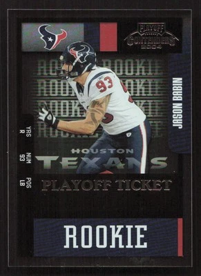 2004 Playoff Contenders Jason Babin Playoff Ticket #/50 RC Rookie #138 cartão - Imagem 1 de 2