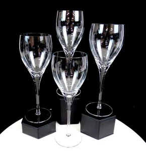 Elegant Glass Clear Crystal Plain Bowl 4 Piece Vintage 8 1/2" Wine Glasses - Picture 1 of 9