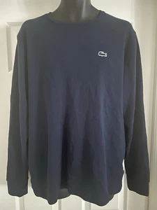 Camisa de manga larga Lacoste Sleepwear para hombre grande azul marino 100 % algodón waffle - Imagen 1 de 6