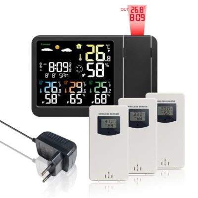 Ketotek Projection Weather Station Indoor Outdoor Clock Thermometer Hygrometer - Image 1 of 4