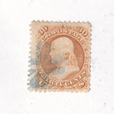 SELLOS DE MATT SCOTT #100, 30 CENTAVOS BENJAMIN FRANKLIN, USADOS, PARRILLA F, CV $1000 Foto 1 de 3