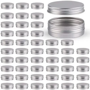 48 Pcs Aluminum Round Cans With Lid 2 Oz Metal Tins Food Candle Containers With  - Picture 1 of 6