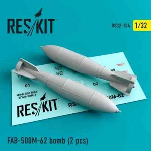 ResKit RS32-0134 Scale 1:32 FAB-500 M-62 Bomb (2pcs) for Trumpeter Su-17/22/24 - Picture 1 of 5