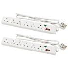 KOPPLA 6-way socket with switch, white, 1.5 m 2 pack