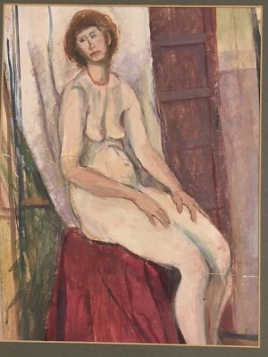 1960s Original Naive art gouache painting by Sheila McCorkindale 1929-2001 nude - Image 1 of 4