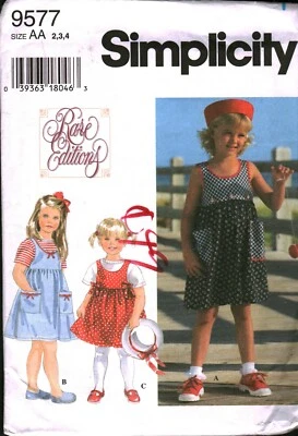 9577 Vintage Simplicity Sewing Pattern Girls Top Jumper UNCUT Rare Editions OOP - Image 1 of 2