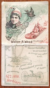 Máquinas de madera Walter A * Calendario 1888 * Escena de tobogán de invierno - Imagen 1 de 7