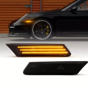 Front Smoked LED Side Marker Lights for 2005-2012 Porsche 997 Cayman Boxster 987 - Picture 1 of 8