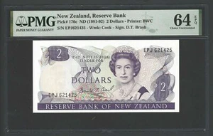 New Zealand 2 Dollars (1981-92) P170c Uncirculated Graded 64 - Picture 1 of 2