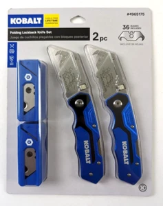 KOBALT Folding Lockback Utility Knife Set + (2-Pack 36 Blades) Hook Edge (Roof) - Picture 1 of 2