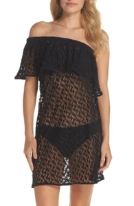 MILLY 156849 Women's One-Shoulder Ruffle Cover-Up Dress Black Sz. Small - Picture 1 of 3