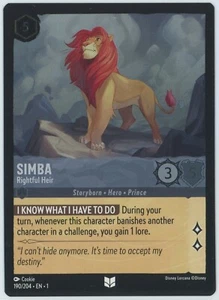 SIMBA (Uncommon) Cold Foil Disney Lorcana The First Chapter 190/204 - Picture 1 of 2