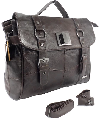 Lorenz Cowhide Real Leather Briefcase Office University Satchel Messenger Bag BR - Image 1 of 4