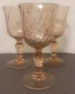 VTG 3 Pink Rosaline Swirl Wine Glasses Luminarc D'Arques Pretty in Pink Barware - Picture 1 of 6