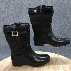Calvin Klein Boots Womens 11 M Ivah Mid Calf Quilted Rain Black Rubber Buckle - Picture 1 of 17