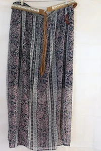 FADED GLORY (XXL 20) Skirt Woven Maxi Blue Semi Sheer Silk Like Line Buckle Belt - Picture 1 of 12