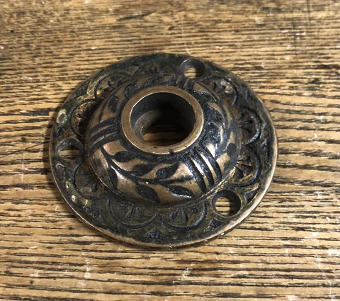 Antique Victorian Ornate Cast Bronze Doorbell Button Cover Cover