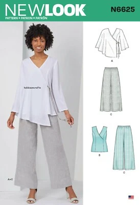 New Look 6625 Misses 'Top & Zug Auf Hose Nähen Muster - Größen 10 - 22 - Bild 1 von 3