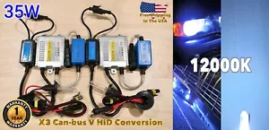 35W 12000K Violet Blue 9005 HB3 Canbus X3 Ballasts Xenon HID Kit No Error - Picture 1 of 3