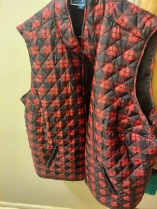 Karen Scott Women's Red And Black Plaid Quilted Jacket Vest Plus Size 3X - Picture 1 of 4