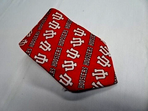 INDIANA UNIVERSITY HOOSIERS IU Logo 100% Silk Tie Made by RM SPORT EXCELLENT Cover