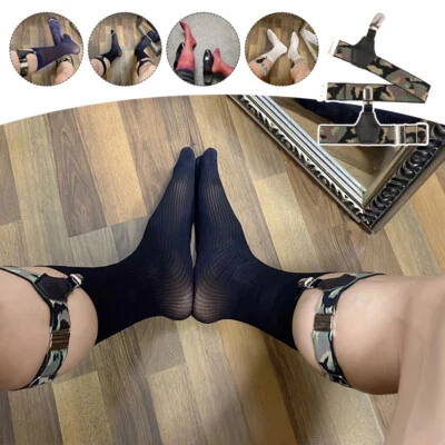 Juego de 1 par de calcetines ajustables para hombre con tirantes de cinturón de liga boca de pato Foto 1 de 4