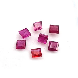 Natürlicher roter Rubin Quadratschliff lose Edelstein Lot 7 Stck. 3 mm 1,50 ct - Bild 1 von 4