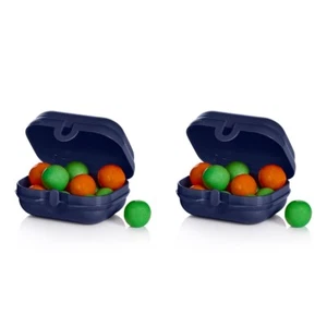 Tupperware Mini Oyster Paquete Porta Snacks Azul Marino Juego de 2 Nuevos - Imagen 1 de 3