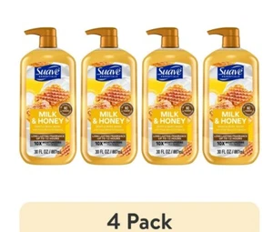 4er Pack Suave Essentials Sanftes Duschgel, Milch & Honig, 30 Oz. - Bild 1 von 4