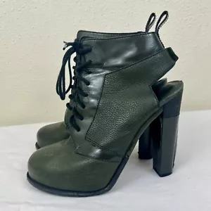 Alexander Wang Dakota Pebbled Leather Lace Up Platform Booties EU 38 US 7.5 - Picture 1 of 9