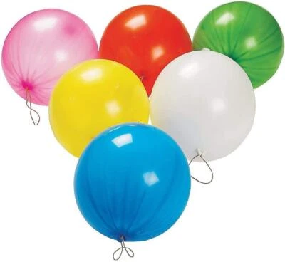 SHATCHI 100 Punch Balloons w/Elastic Multicolor Kids Birthday Party Loot Bag Filler Toys