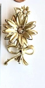 SÜSS! Frühling Vintage Gold Strass Blumen Schleife guter Zustand - Bild 1 von 3