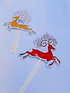 Reindeer Paper Cupcake Picks Pack 25 - Picture 1 of 2