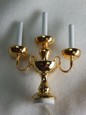Heidi Ott Dollhouse Miniature Light 3 candlestick Lamp #YL1086 - Image 1 of 4