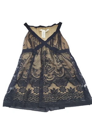 New Max Studio Top Size S Black Lace Nude Overlay Lining Sleeveless - Image 1 of 3