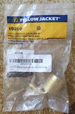 19209 Low Loss Fitting 90° x 1/4" Yellow Jacket Angle Coupler Refrigerant Hose