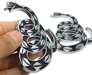 2x Gadsden Rattlesnake Emblem Badge Decal (Silver/Black) - Picture 1 of 10