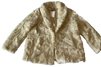 Abrigo de piel sintética para mujer Asos talla 10 crema suave cierre frontal forrado manga larga bolsillo Foto 1 de 4