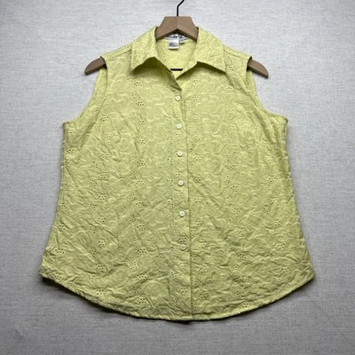 Winter Silks Women's Tank Top Boho Embroidered Silk Sheer Butter Yellow Size L - Image 1 of 4