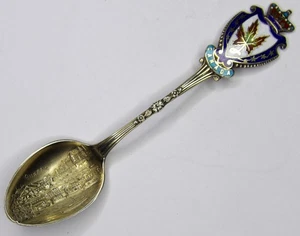 ⭐ QUEBEC CITY STERLING VERGOLDETER LÖFFEL ~ VINTAGE ~ AUSGEFALLEN ~ SELTEN! ~ 4,45" ~ TOP! - Bild 1 von 5