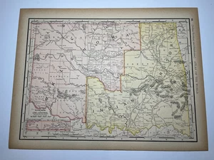 1893 OKLAHOMA & INDIAN TERRITORIUM Karte fm 1894 R-McN Atlas SIEHE BILDER/BESCHREIBUNG - Bild 1 von 2