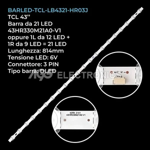 BARRA STRIP 21 LED TV TCL 4C-LB4321-HR03J 43HR330M21A0 43P615 - Imagen 1 de 1