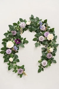 Ling's Moment 5 Fuß Helllila Künstliche Blumengirlande mit Rosenblättern für Hochzeit - Bild 1 von 11