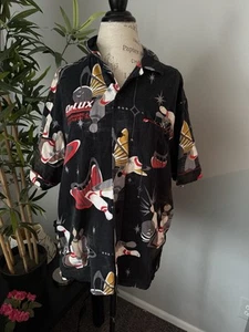 Bowling shirt size xl men Hilton Retro black red bowling pins vintage - Picture 1 of 3