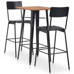 Juego de barras de 3 piezas negro y marrón, acero con recubrimiento en polvo y madera de pino, diseño elegante - Imagen 1 de 5