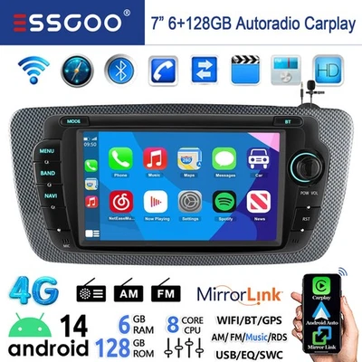6+128G 8-Kern Für Seat Ibiza 6J 2009-2013 Android 14 Carplay Autoradio GPS Navi