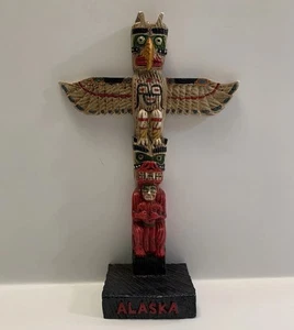Alaska Resin Totem Pole Figurine People Figures Dragon Wings Bird Beak - Picture 1 of 8