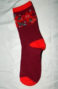 Damen-Socken Weihnachten Urlaub rot Weihnachtsstern Schuhgröße 4-10 neu ohne Etikett - Bild 1 von 3